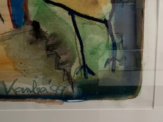 Jacob Kanbier origineel schilderij , Acryl op papier, 1999